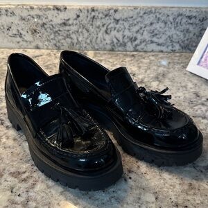 Jonak Black patent leather platform loafer